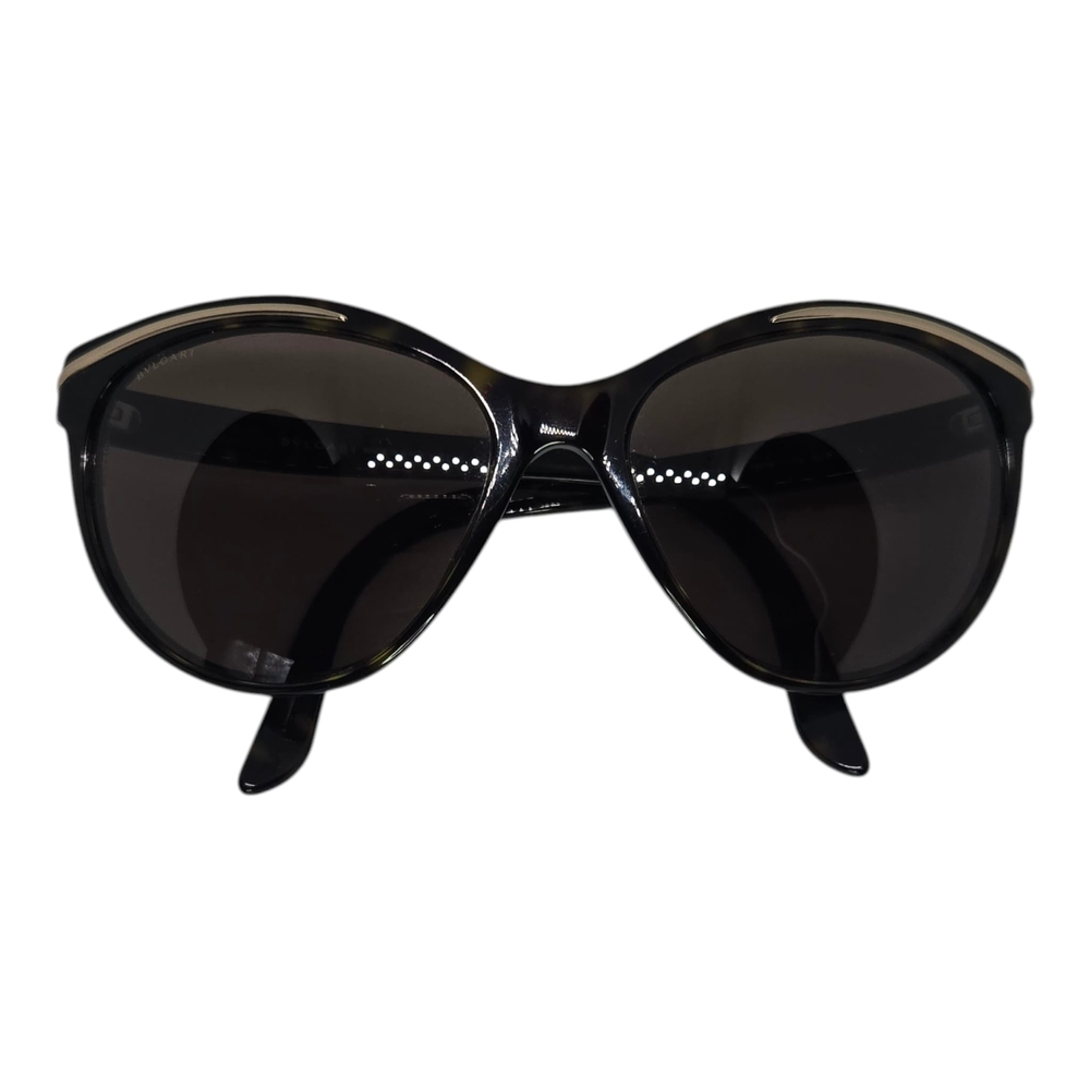 Bulgari Cat Eyes Black Sunglasses With Crystal Accent Vintage With COA
